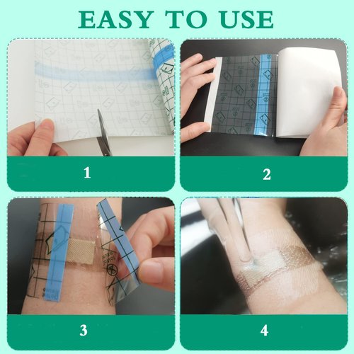 Tattoo Aftercare Waterproof Bandages, 4 Inch x 10.94 Yard- Transparent Stretch Adhesive Shield Bandage, Tattoo Supply Wrap Second Skin Clear Dressing Film for Swimming Showering