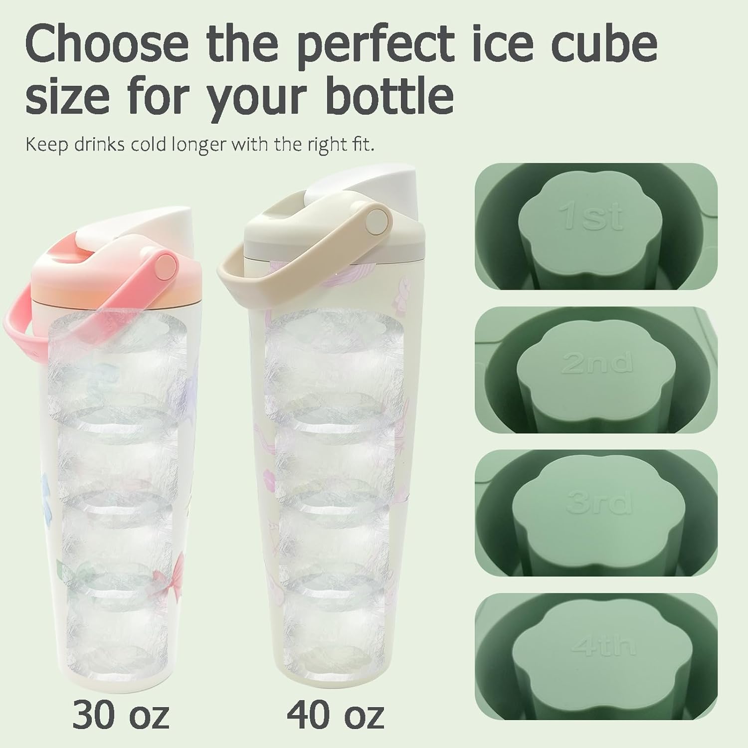 Owala Silicone Ice Cube Tray - BPA-Free Food-Grade Molds for 30oz & 40oz Tumblers | Eucalyptus Green