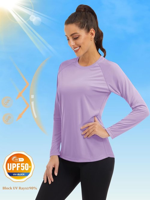 MAGCOMSEN Women's UPF 50+ Long Sleeve Sun Protection Shirt - Ideal for Hiking, Fishing & Workouts