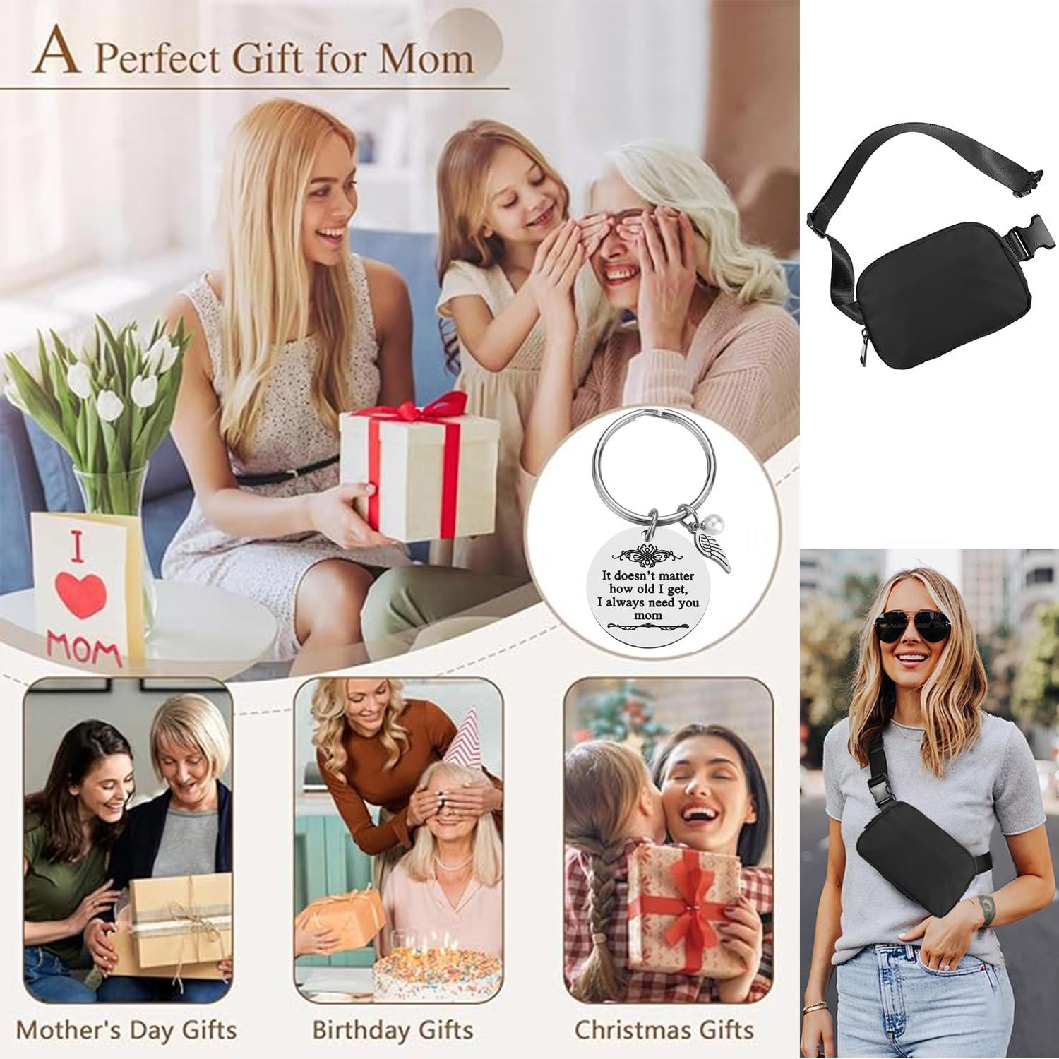 Skiennix Mini Black Fanny Pack - Stylish Crossbody Bag for Men & Women | Perfect Gift for Mom