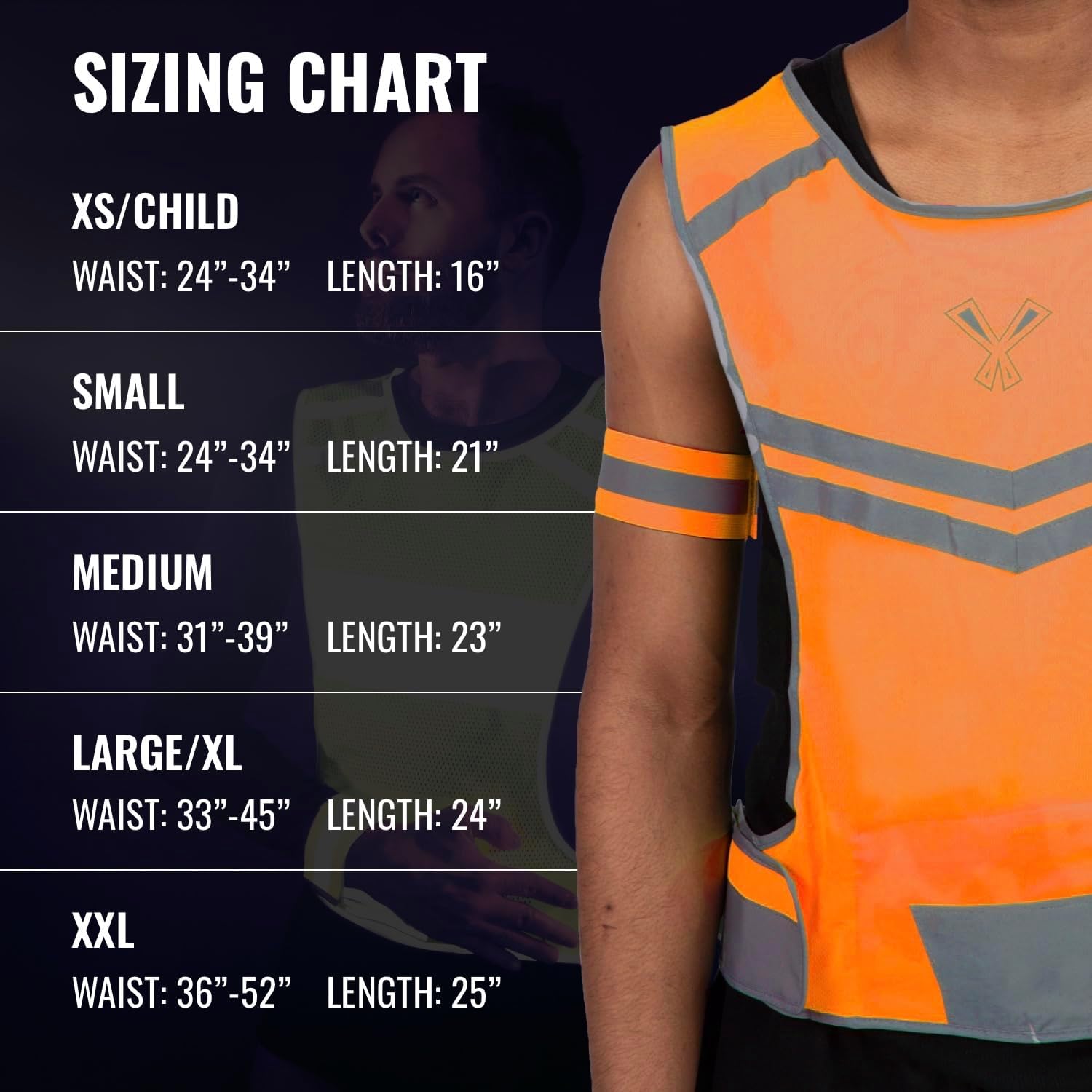 Skiennix Reflective Running Vest - High Visibility with Inside Pocket & 2 Bands for Night Safety
