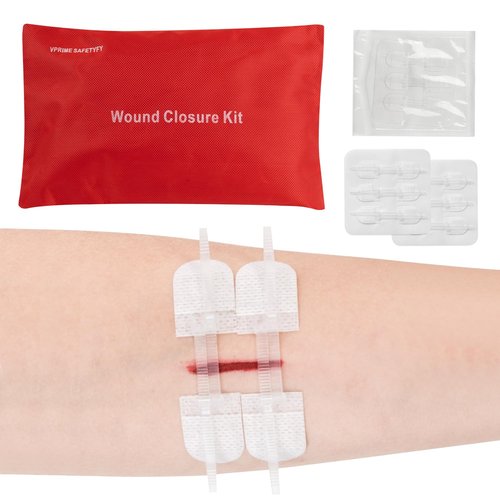 VPRIME SAFETYFY 34 Pack Wound Closure Strips, Zip Stitches Wound Closure Kit 6PCS Repair Wounds Without Stitches, Sutures Butterfly Bandaids for Cut Care, Skin Closures, Outdoor Survival, Trauma Care