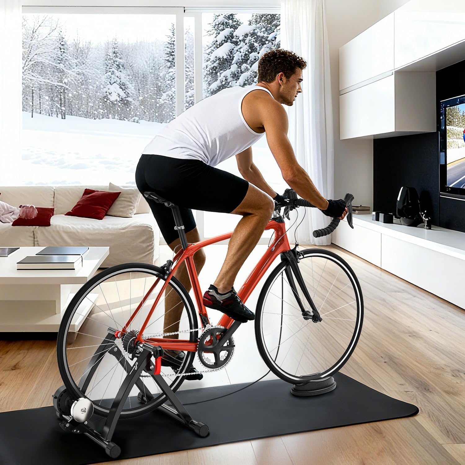 Sportneer Bike Trainer - Magnetic Stationary Stand for 26-28" & 700C Wheels | 6 Adjustable Resistance Levels