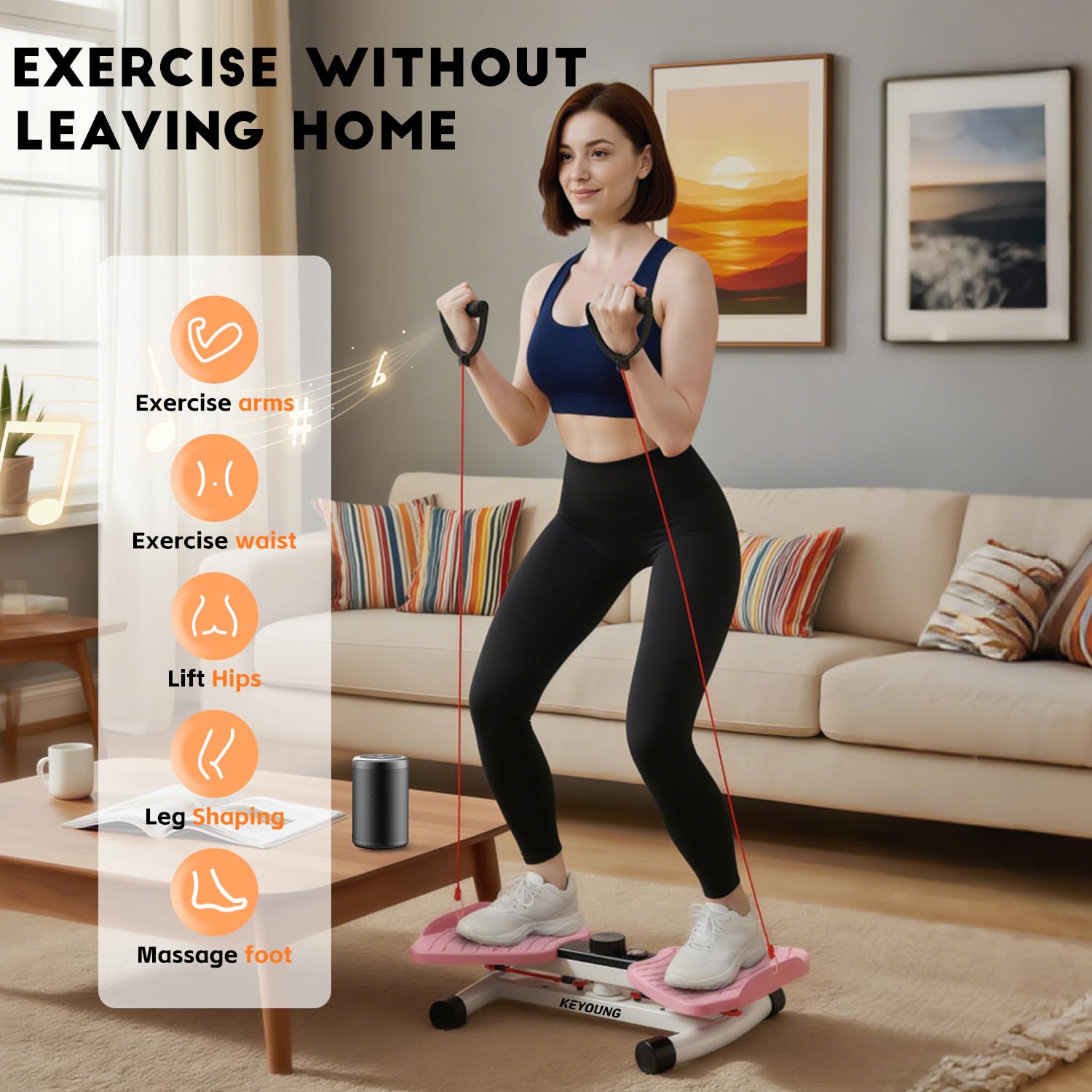 Waist Twister Machine Exercise, Home Ab Twister Board Fitness Tool Capacity 265lbS with Resistance Loop, Anti-Slip Twist Workout Equipment with Smart Digital Monitor for Women and Men Belly Fat Burn