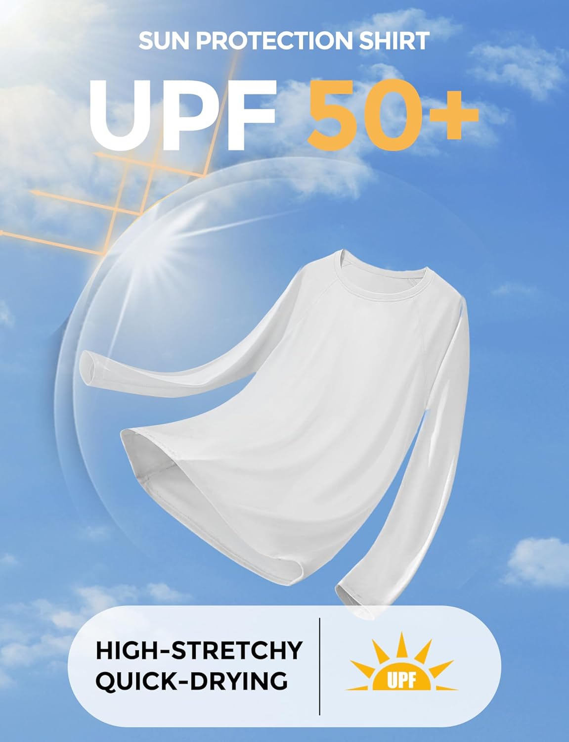 Skiennix Rash Guard for Women - UPF50+ Long Sleeve UV Protection Shirt | Quick Dry for Hiking & Swimming (Large, White)