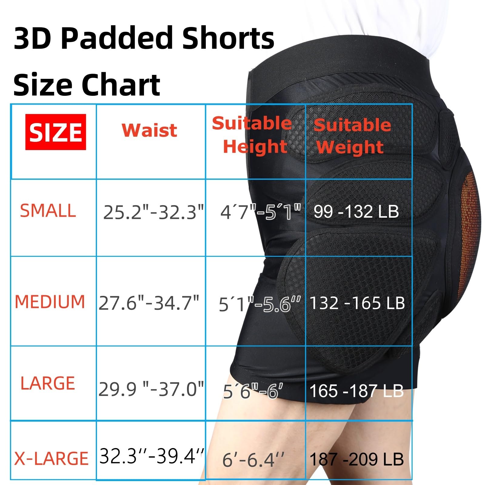 Protective Padded Shorts Crash Pad, PU Hip Butt Pads Impact Gear for Youth Ladies Women, Tailbone Protection Pad for Ski Snowboarding Skating Skateboard