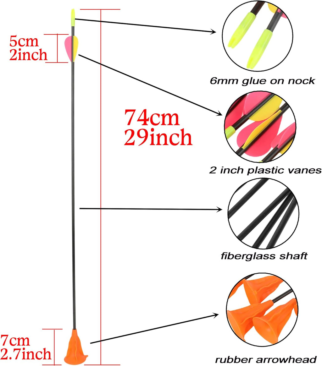 Skiennix 29-Inch Fiberglass Suction Cup Arrows - Safe Outdoor Target Sports Game Arrows