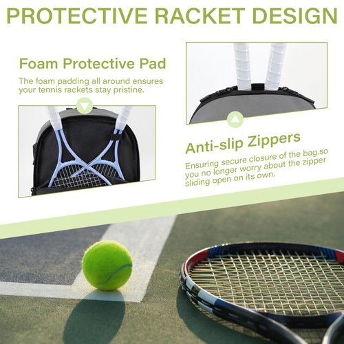 FABIEN CHERON Tennis Bag,Pickleball Bag with Shoe Compartment and Cooler,Fence Hook Design Basketball Backpack for Tennis/Pickleball/Basketball Sport(Grey)