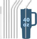 Skiennix Stainless Steel Straws for Stanley Quencher 40oz Tumbler - 12-Inch Reusable Set (3 Straight & 3 Bent)