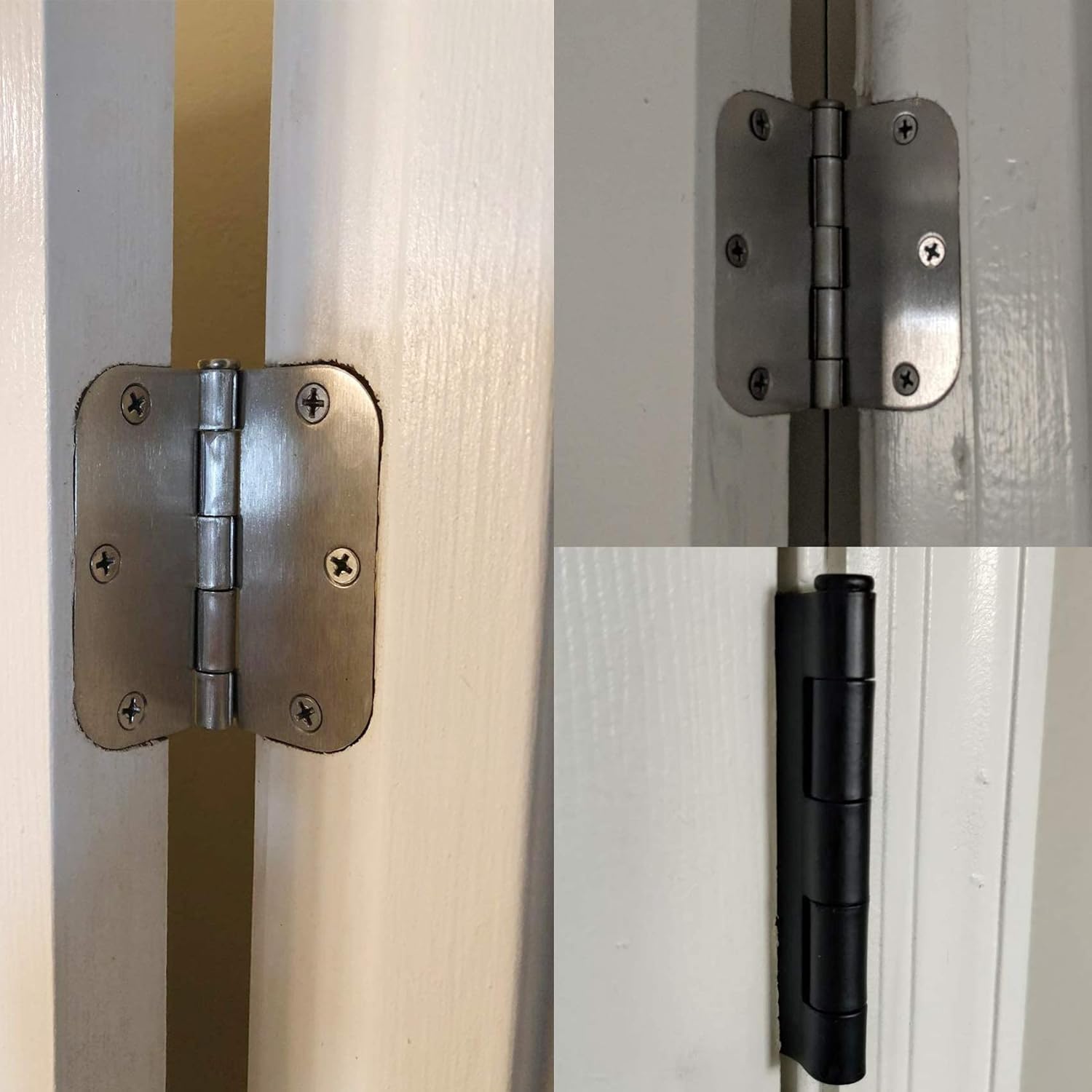 Cando 18-Pack Satin Nickel Door Hinges - Heavy Duty 3.5 Inch x 1/2" Rounded 5/8 Radius for Interior Doors