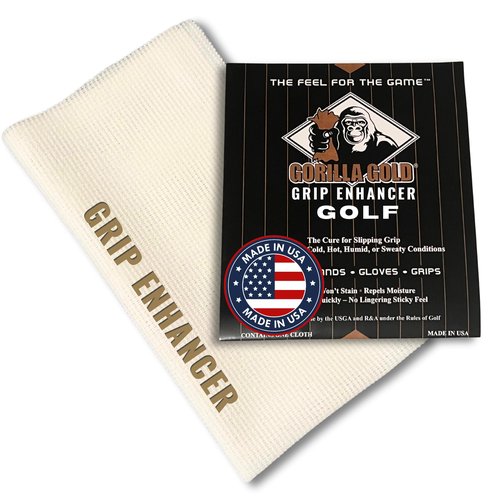 Gorilla Gold Grip Enhancer Tacky Towel - (Pack of 1) - Golf, Tennis, Softball & More - USGA Accepted Tack Cloth Improves Control in Wet Conditions, Repels Moisture & Cleans Grips - Made in USA