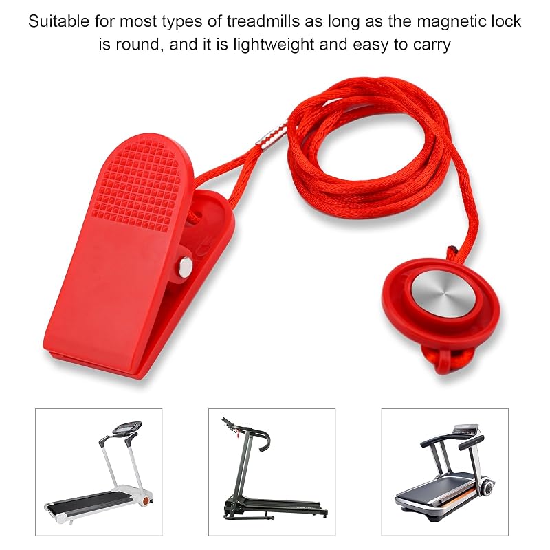 Treadmill Safety Key 2-Pack Universal Magnetic Replacement Key - Red, 41.3''