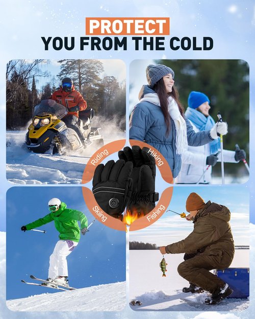 Zoomsnail Heated Gloves for Men Women, Rechargeable Battery Heated Gloves with Touchscreen for Hunting Camping Skiing (Large)