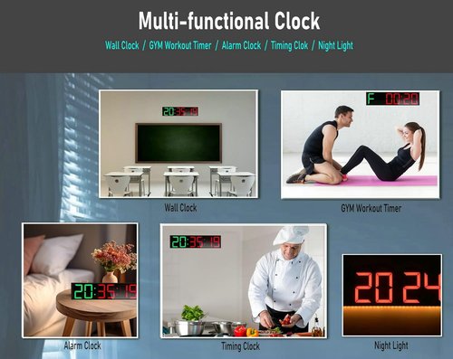 Gym Timer Clock by [Brand Name] - 26'' Extra Large Digital Workout Timer with 7-Color Night Light & 8 Alarms