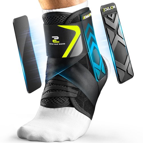 ZOELION Quick Lace Up Ankle Brace with Side Stabilizing Pads, Slim Fit Ankle Support Brace, Adjustable & Breathable Ankle Support for Men Women, Ankle Stabilizer for Sprain,Injury Recovery,Sports,M