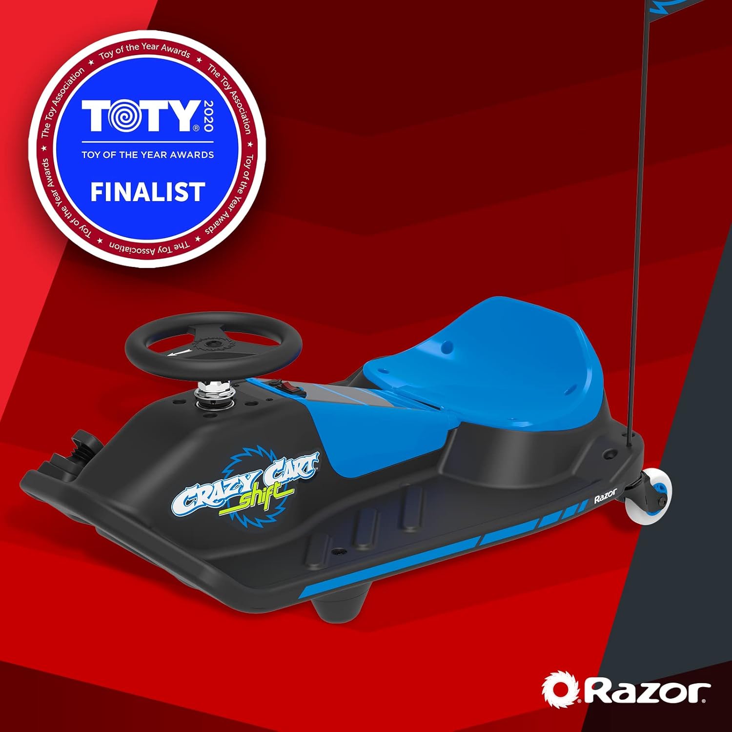 Razor Crazy Cart Shift Electric Go Kart for Kids 6+ | 12V Drifting System, High/Low Speed, Black/Blue