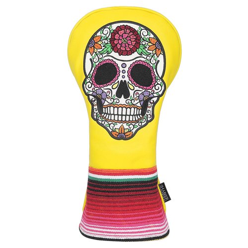 SHABIER Rose Embroidery Design Golf Headcover Sugar with Skull Design for Golf Club (Yellow, Driver)