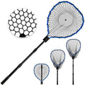 Telescoping Aluminum Fishing Net with Rubber Mesh, 3-Section Pole 64.5" - SEASPRO