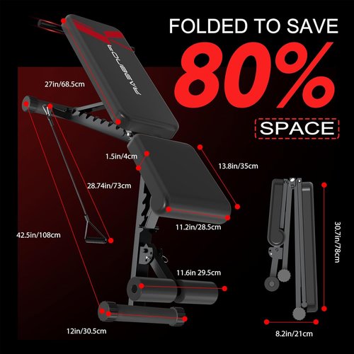 FONBEAR Adjustable Weight Bench - 660LBS Foldable Multifunctional Bench for Full Body Strength Training | Ideal for Beginners & Pros