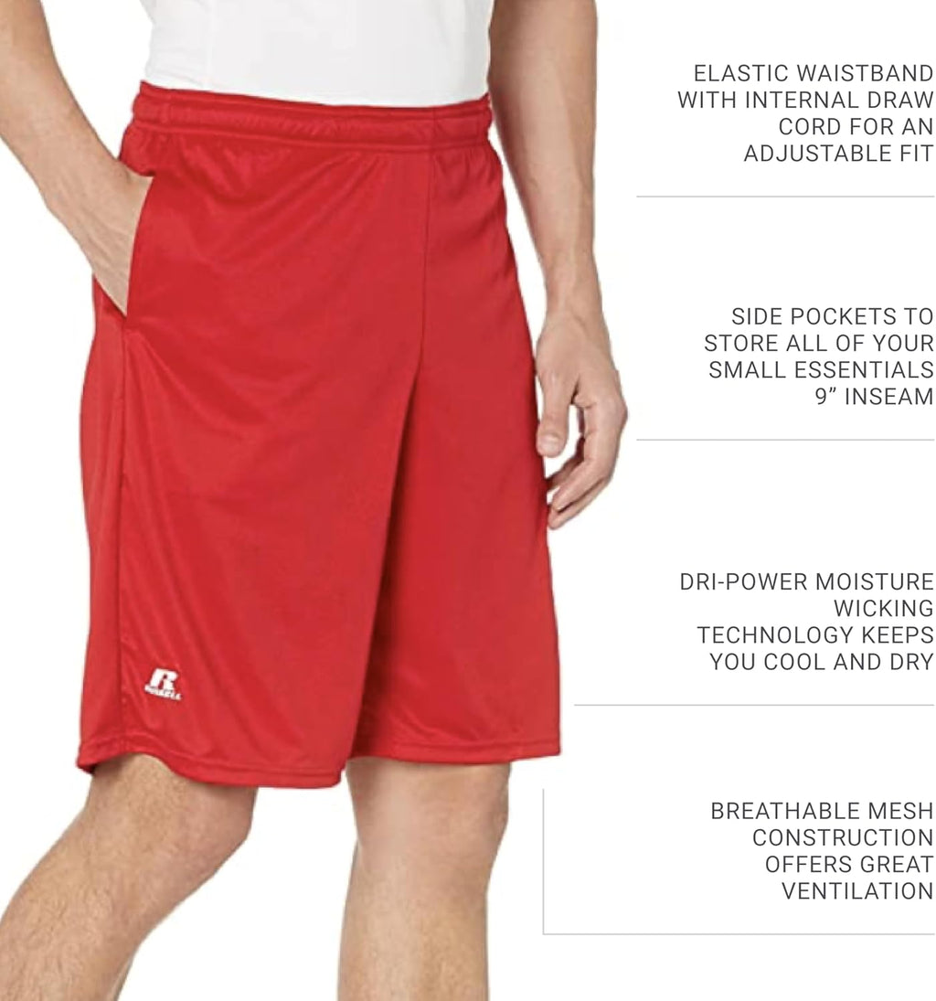 Russell Athletics Men's Dri Power Performance Shorts - Comfortable Workout Shorts with Pocket