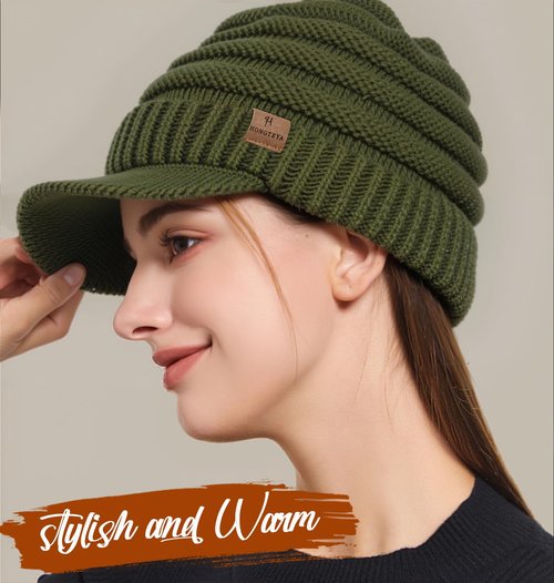HONGTEYA Satin Lined Winter Beanies Hats for Men Women Knit Beanie Winter Hat Black (US, Alpha, One Size, Army Green)
