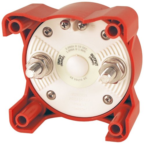 Blue Sea Systems 9004E Battery Switch - ON/OFF with Alternator Field Disconnect, 32V DC, 325A Red
