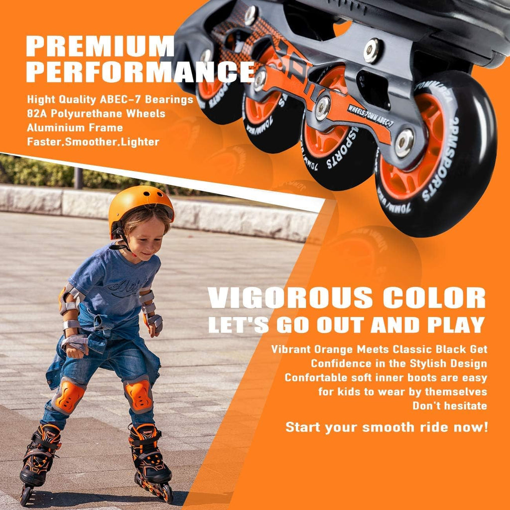 2PM SPORTS Torinx Green Adjustable Inline Skates - Fun Beginner Roller Skates for Kids & Adults