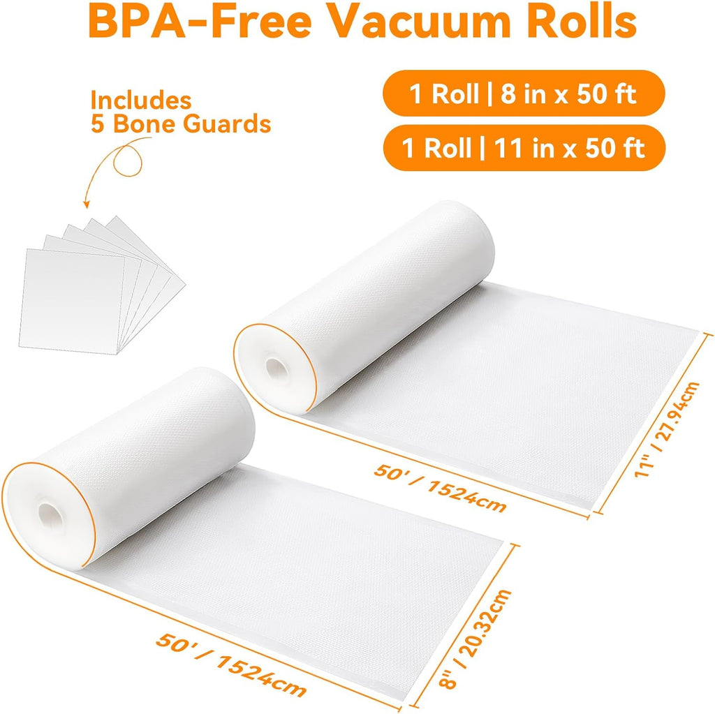 Wevac Vacuum Sealer Bags - Heavy Duty BPA-Free Rolls for Food Saver | 8x50 & 11x50 Sizes, 2-Pack