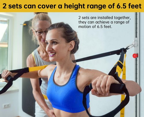 Adjustable Resistance Band Anchor Workout System - Automatic Locking Wall Mount Pulley Anchor for Physical Therapy, Warmups, and Athletic Training，40" Height Adjustable
