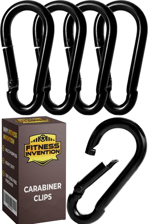 Heavy Duty Carabiner Clips by [Brand Name] - 5 Pack Black Snap Hooks for Keychains, Dog Leashes & Gym Use