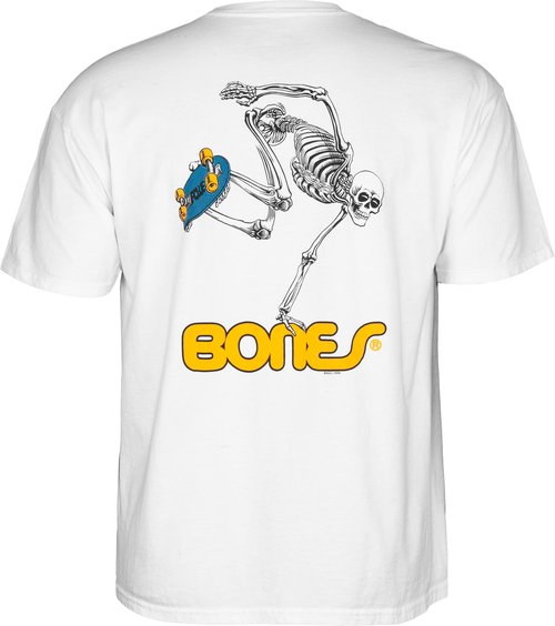 Powell Peralta Skateboard Skeleton T-Shirt, White, 2XL