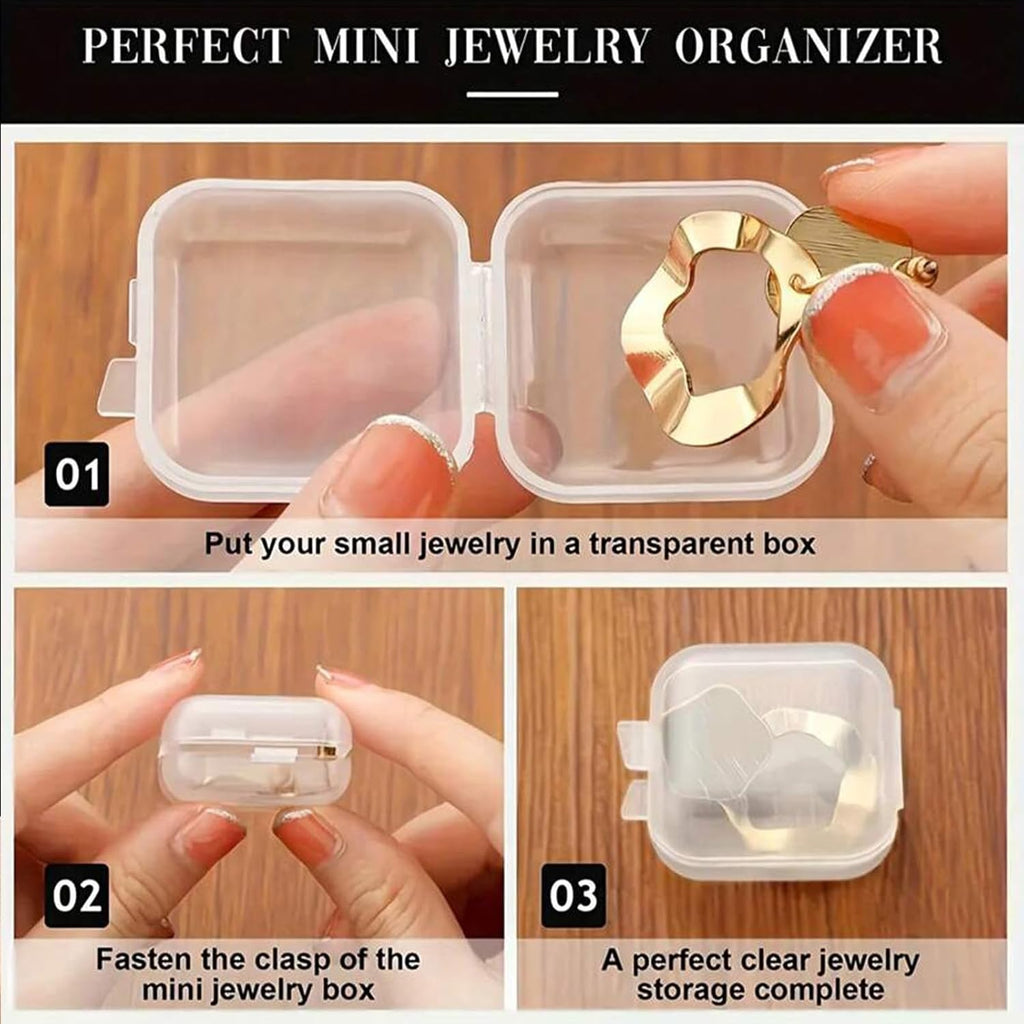 Skiennix 30Pcs Small Transparent Jewelry Storage Cases - Travel Organizer for Necklaces, Bracelets & Rings