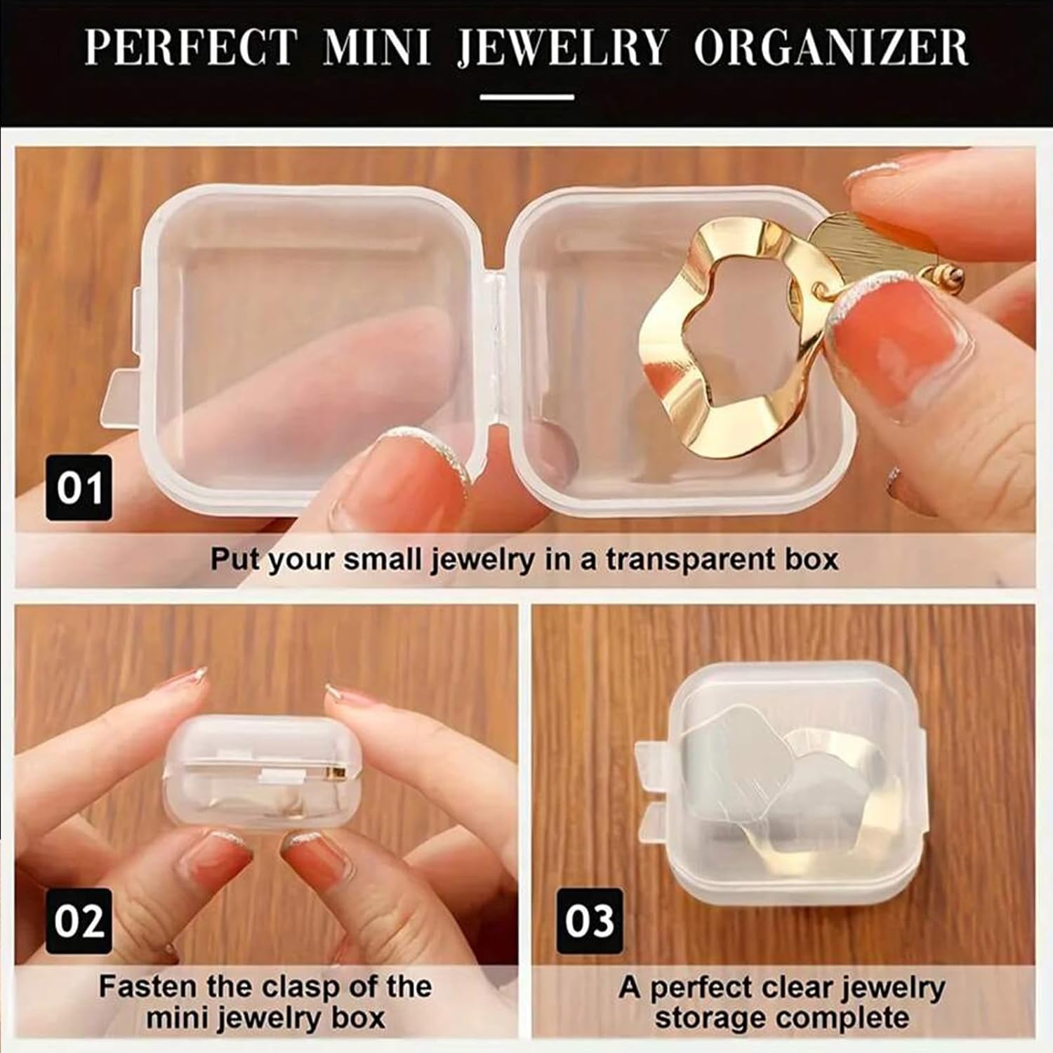 Skiennix 30Pcs Small Transparent Jewelry Storage Cases - Travel Organizer for Necklaces, Bracelets & Rings