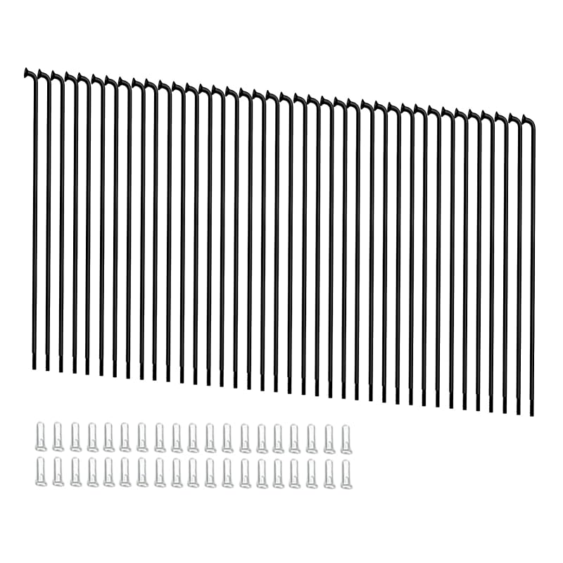 13G Bicycle Spokes 2.3mm Steel 70-300mm - 38pcs Black Nuts, Universal Fit - Variation: Black-13G-222mm