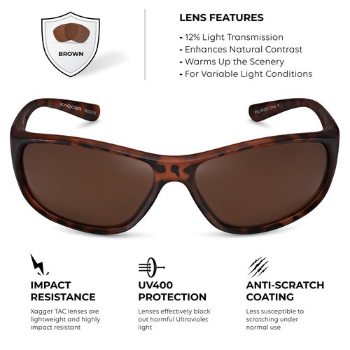 Xagger Polarized Wrap Around Sport Sunglasses for Men Women Running Driving Fishing TR90 Frame