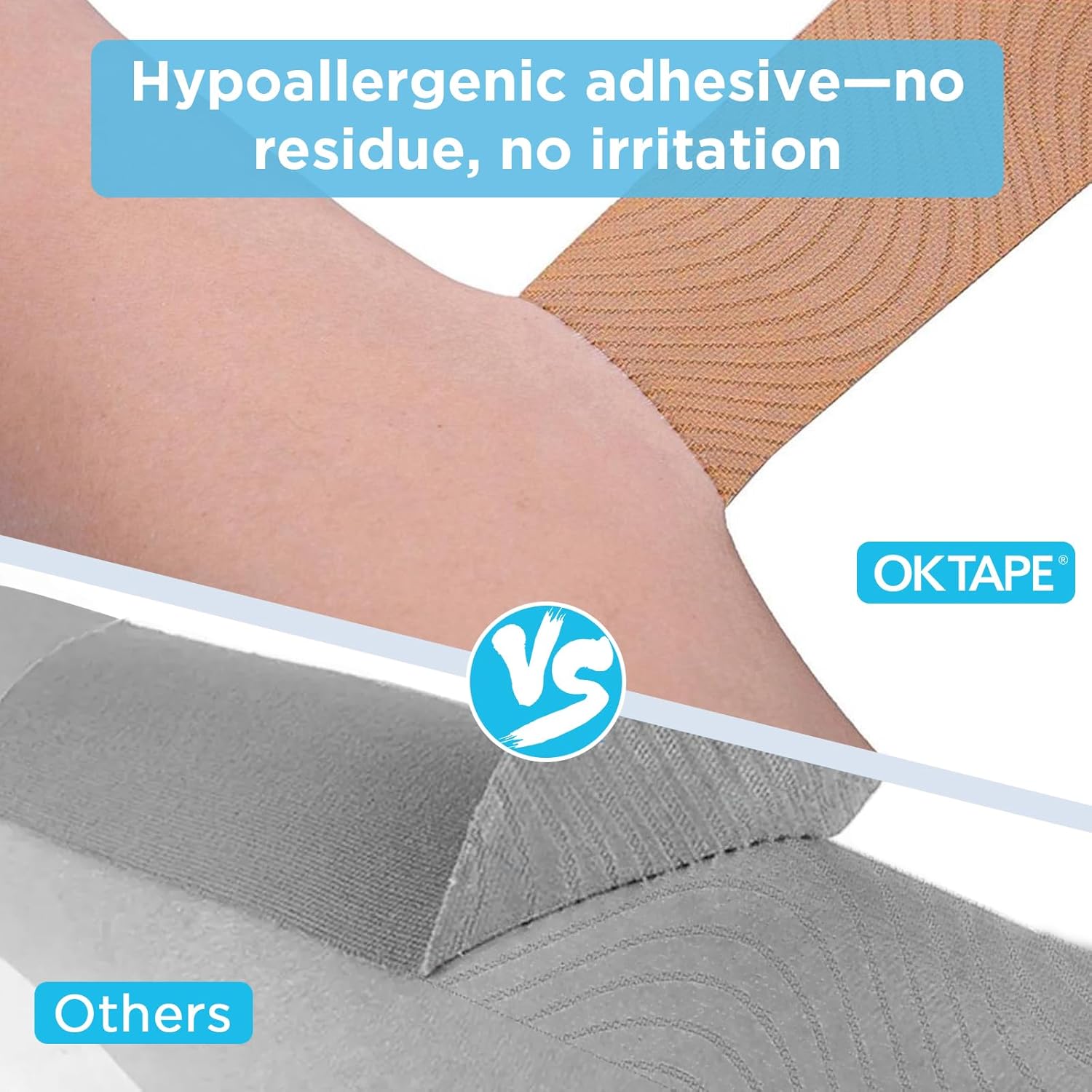 OK TAPE Kinesiology Tape - Pre-Cut Strips (100 PCS) | Hypoallergenic, Waterproof Athletic Tape 2in x 10in