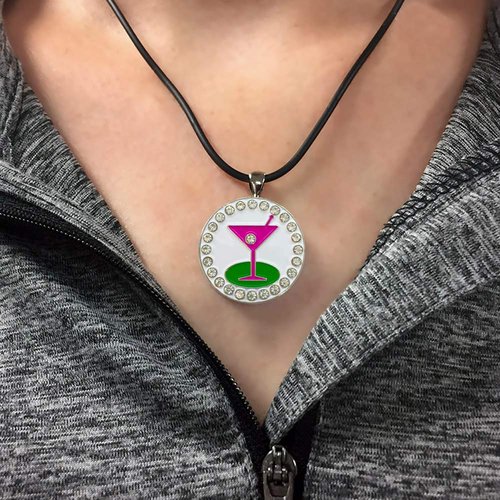 Giggle Golf Bling Golf Ball Marker With Golf Necklace for Women (19th Hole)