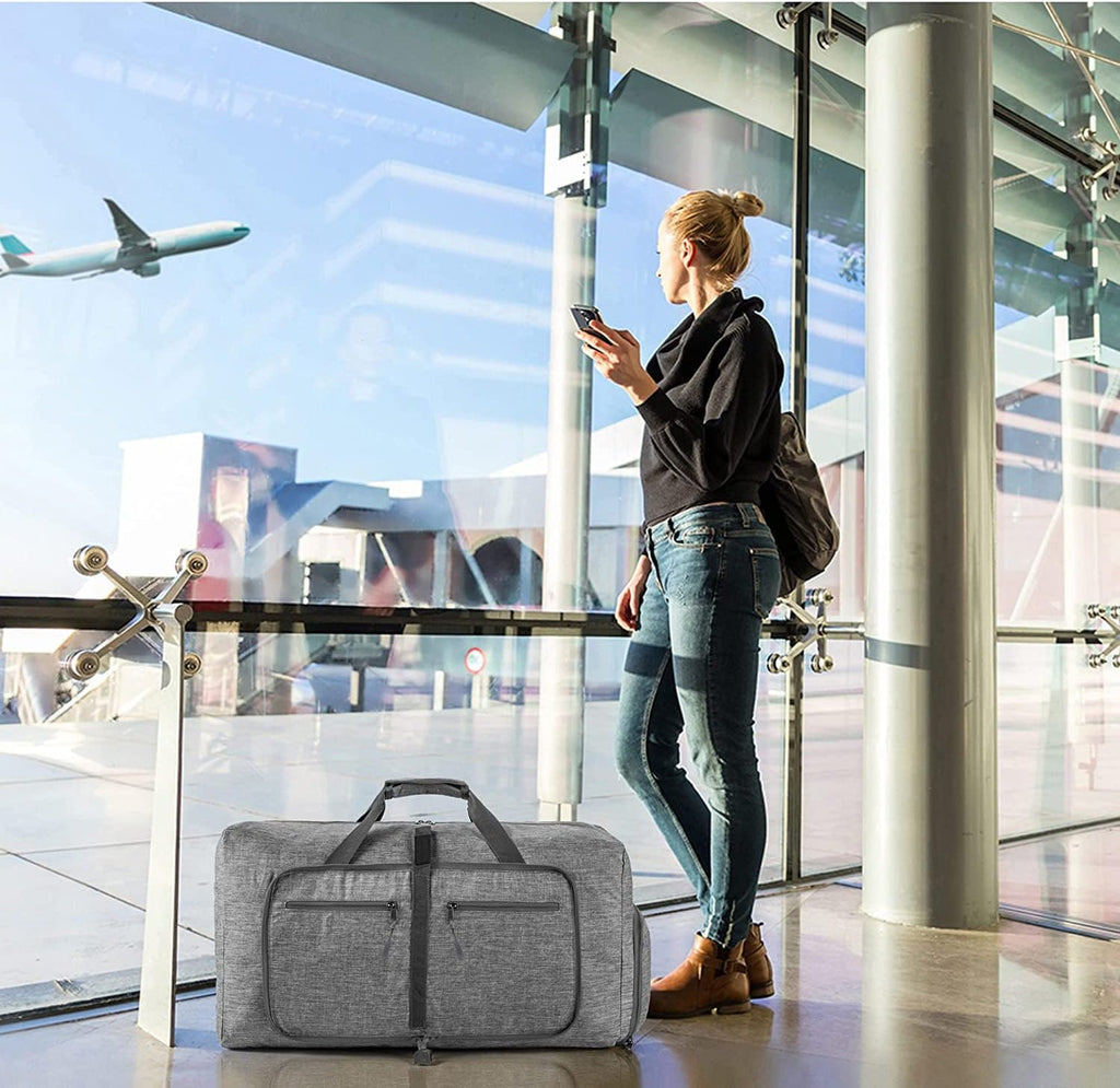 Vomgomfom Foldable Travel Duffle Bag - Lightweight Water-Resistant Luggage with Shoe Compartment | 65L/85L/115L Sizes