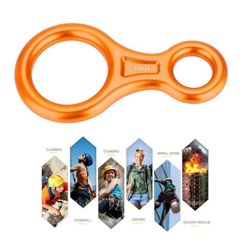 AMONIDA Climbing Ring, 35kn Aluminum Alloy Climbing Rappel 8 Ring Keep Climbing Ring, 8-13mm Hole Diameter, for Rappel System, Fire Rescue, Working Aloft(Orange)