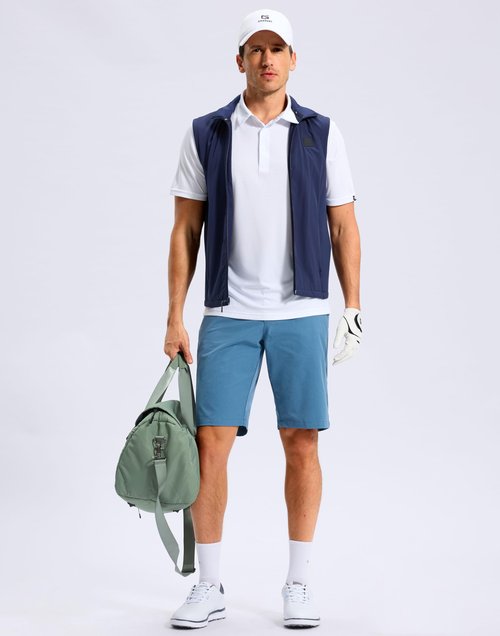 G Gradual Mens Golf Shirt White Short Sleeve Dry Fit Moisture Wicking Performance Athletic Jacquard Summer Collared Polo Shirts for Men Large