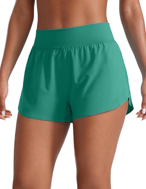 CRZ YOGA High Waisted Split Running Shorts for Women 3" - Comfy Mesh Liner for Workout Athletic Gym Track Quick Dry