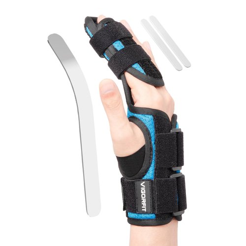 VIGORFIT 2 Finger Splint for Trigger Finger, Broken Fingers, Knuckle Sprains - Double Finger Support for Index, Middle, Ring Finger, Unisex Sizes, Right Hand, M