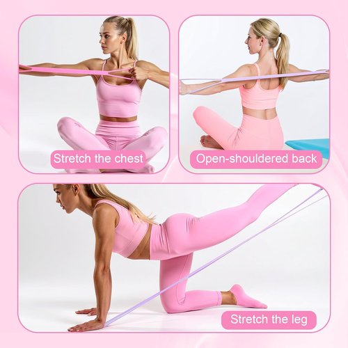 Gjinxi Resistance Bands Set - 2pcs Figure 8 Bands with Handles for Yoga & Pilates - Pink & Blue