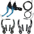 Lomodo 6 Pieces Bicycle Brake Accessories Including 2 Pack Aluminium Alloy Brake Levers (2.2 cm in Diameter) and 2 Pair V Brake Set and 2 Pack Brake Wire for Mountain/Road/MTB Bike (Blue)