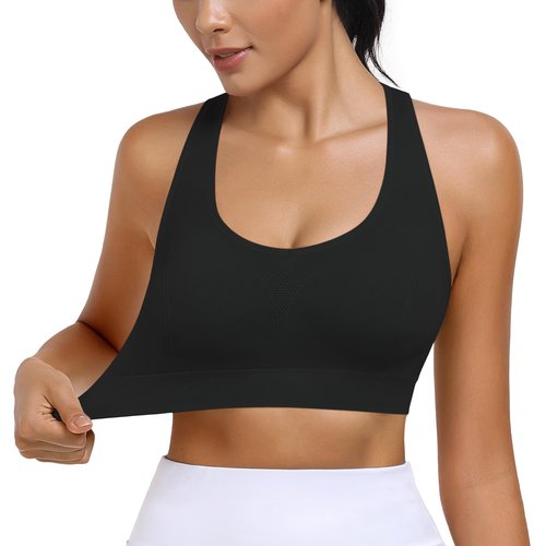 MIRITY Strappy Sports Bra for Women - Padded Seamless Support for Yoga Gym Workout Fitness Pack of 3