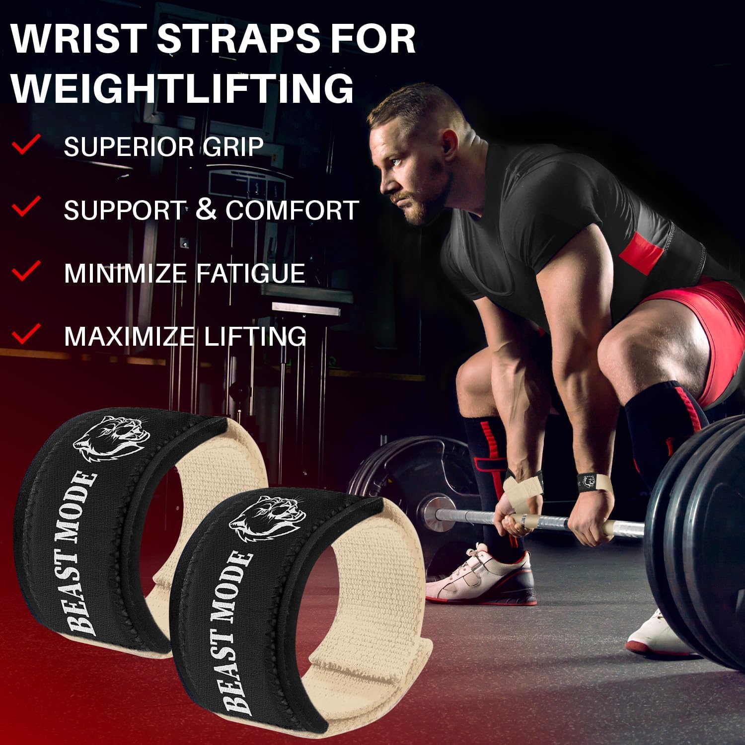 TECEUM Weightlifting Straps - Neoprene Padded Cotton Wrist Support for Powerlifting & Bodybuilding | Unisex