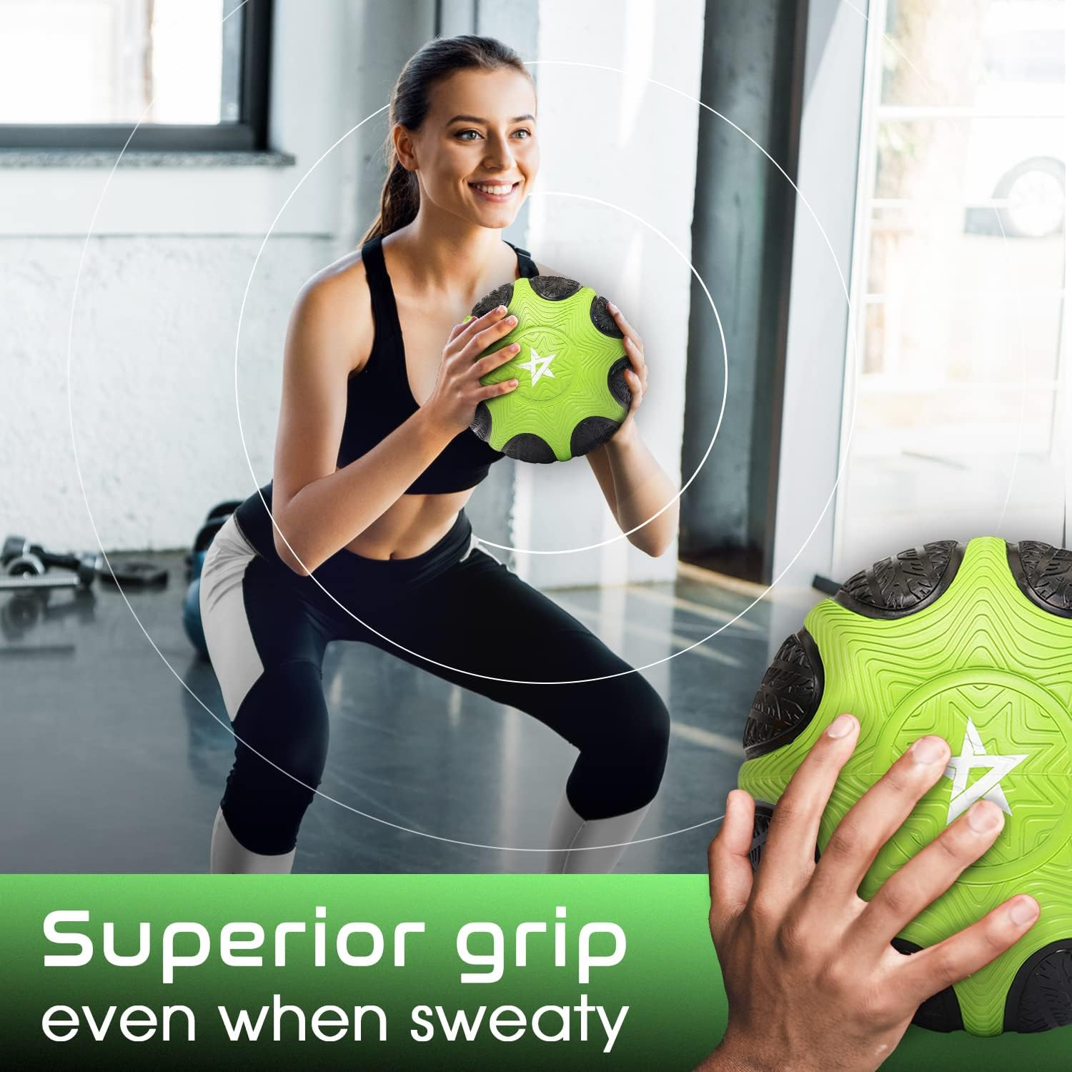 Yes4All Medicine Ball with Dual Texture Grip, Weighted Medicine Ball for Workouts Exercise Balance Training, Core Strength, Balance and Coordination Exercise, Non-Slip Rubber Shell with 6/8/10/12LBS
