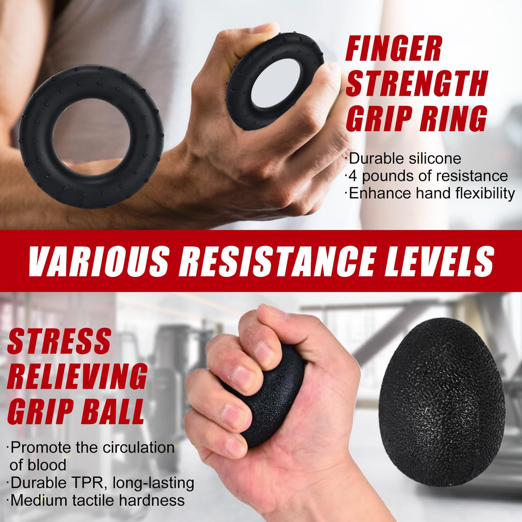 UFANME Hand Grip Strengthener Forearm Strengthener Grip Strength Trainer Kit - 5 Pack Adjustable Resistance