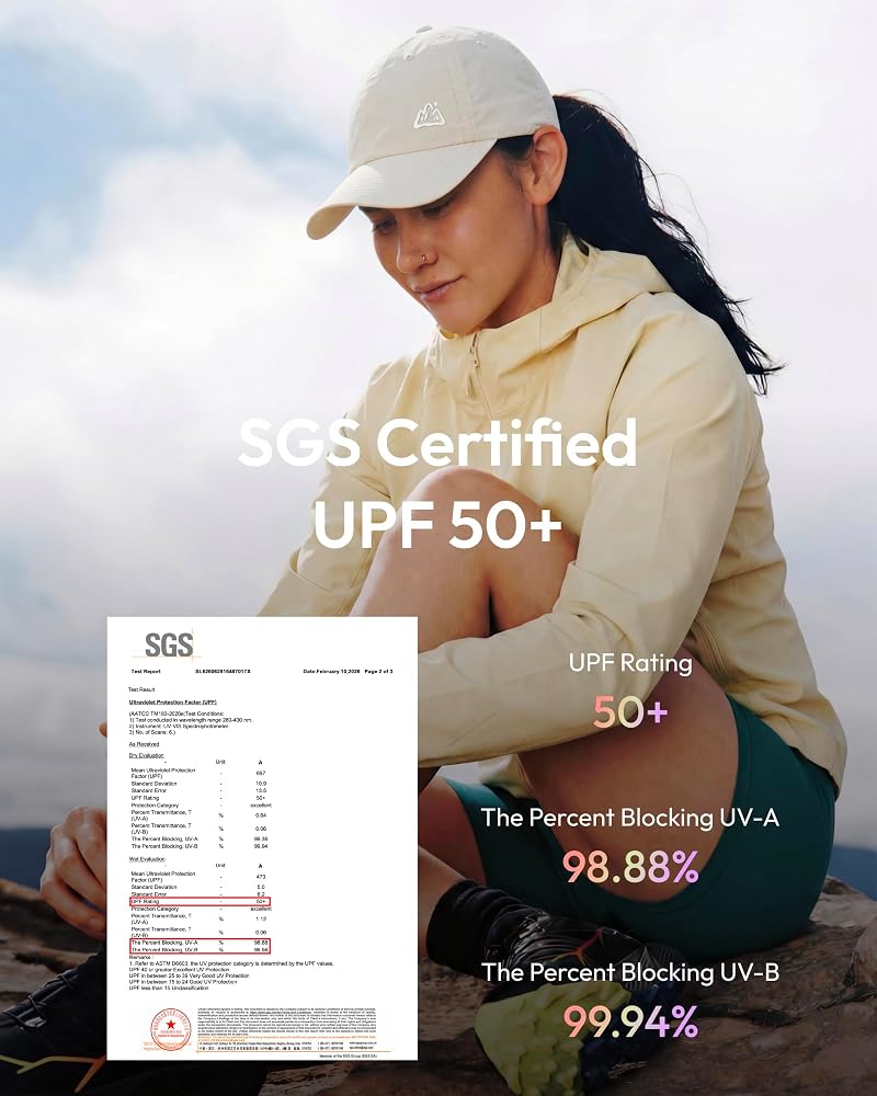 Jeasona Beige UPF 50+ Lightweight Quick-Dry Running Hat for Women - Packable Sun Protection Baseball Cap