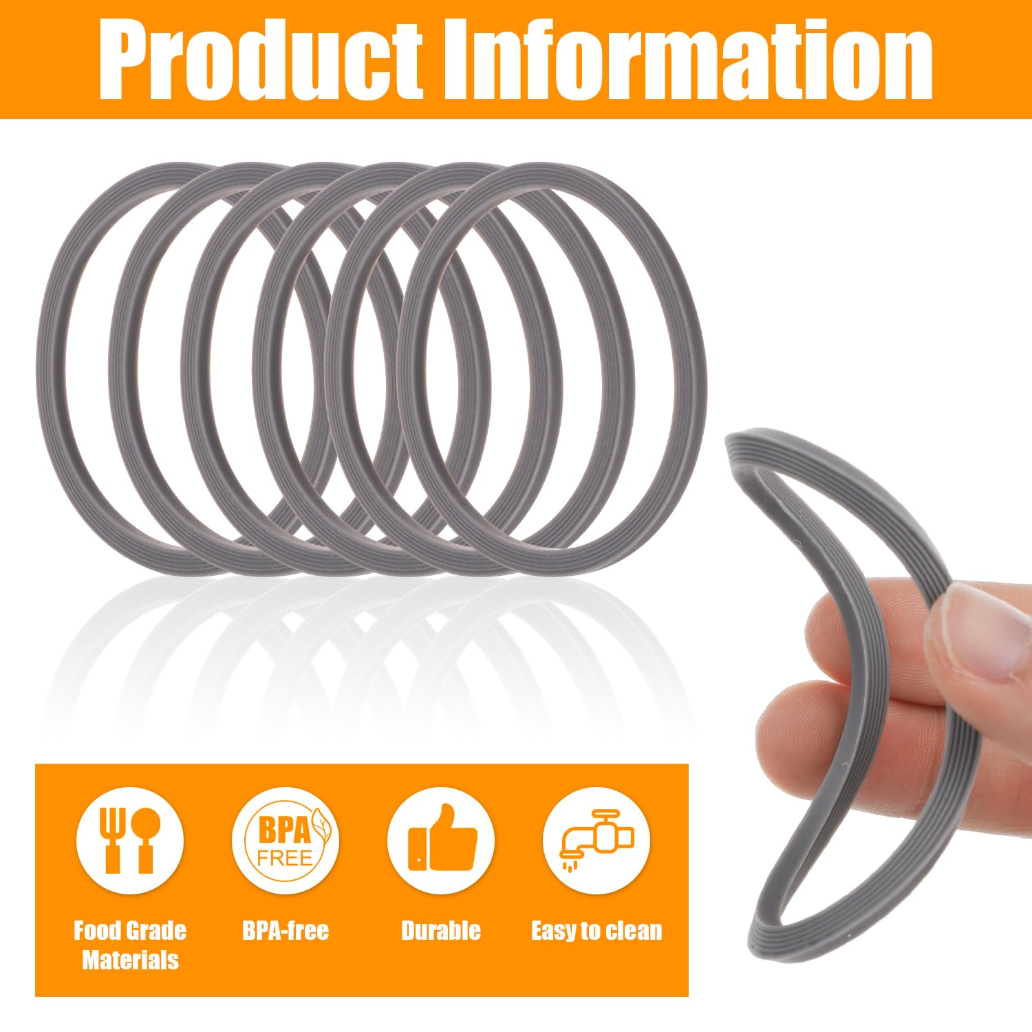 6pcs Water Bottle Sealing Ring Replacement for Owala FreeSip, Silicone Lid Seal O Ring for Owala Water Bottle 24/25/32/40 oz, Rubber Lid Gasket Replacement Bottle Accessories for Owala (Gray)